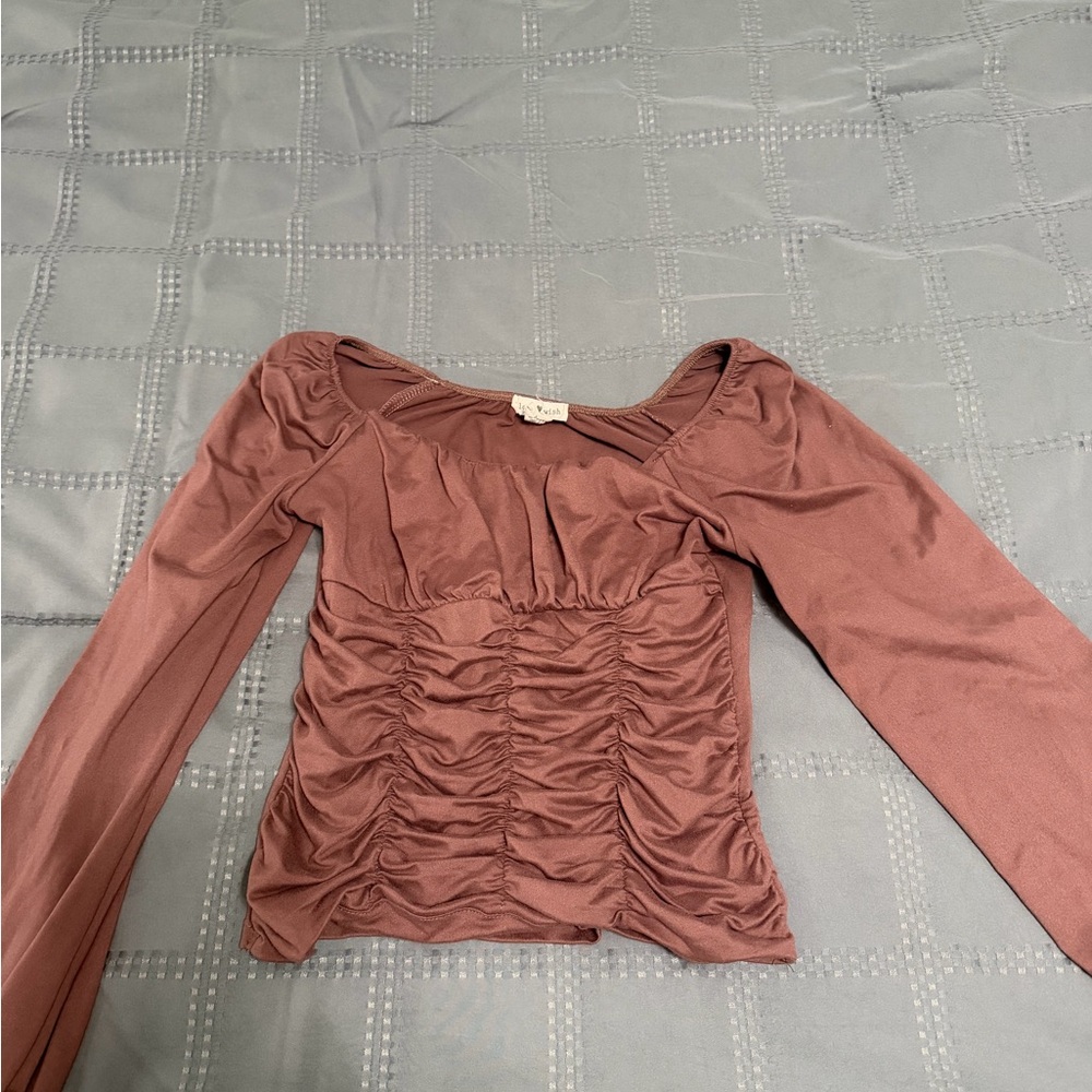 Love Ruched Mauve Blouse